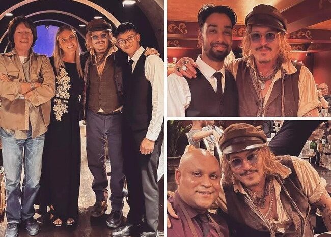 Johnny Depp dines at an Indian Restaurant in Birmingham