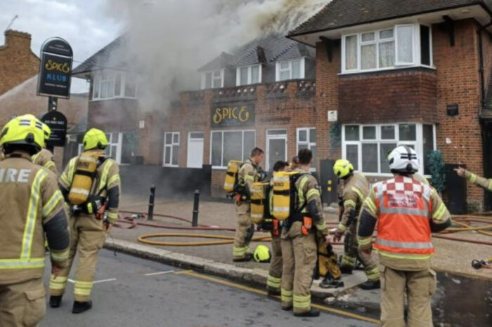 Massive fire causes heavy damage to an Indian restaurant in Harrow