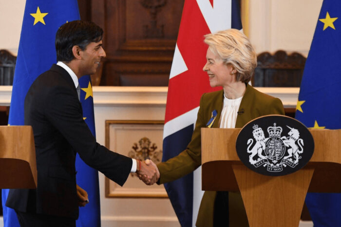 PM Rishi Sunak and EU boss Ursula von der Leyen agree to enforce a new Brexit pact