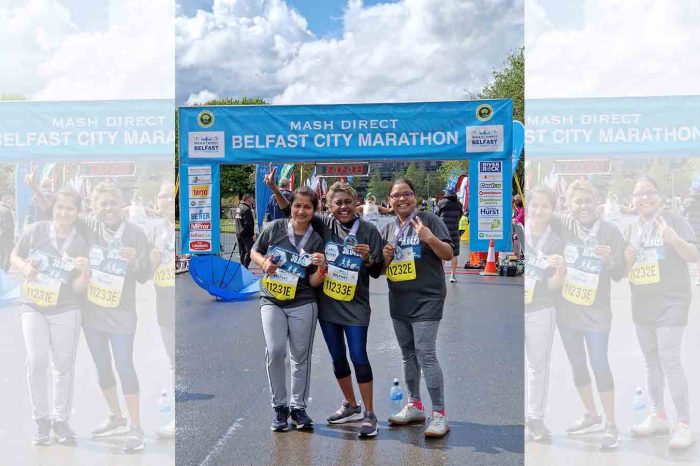 Members of the Belfast Asian Women's Academy participate in the Belfast City Marathon