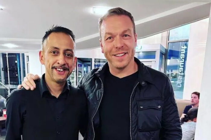 Respected athlete Sir Chris Hoy dines in at a popular Indian restaurant in Glasgow